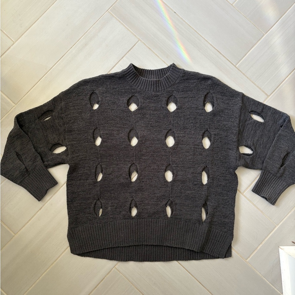 H&M Charcoal Sweater with Cut-Out Design